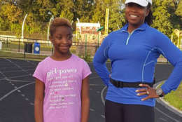 Savannah Williams and her mother, Shameen Anthanio-Williams, at a nearby track. (Courtesy Shameen Anthanio-Williams)