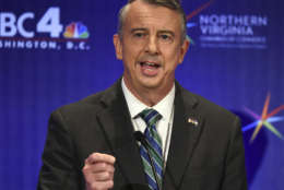 MCLEAN, VA - SEPTEMBER 19: Republican candidate Ed Gillespie makes his opening statement during his debate with Lt. Gov. Ralph Northam, Democrat, on September, 19, 2017 in McLean, VA.
(Pool Photo by Bill O'Leary/The Washington Post)