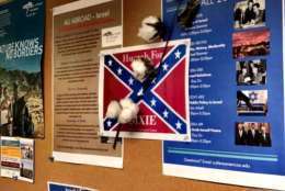Confederate flag posters with cotton plants attached were found on bulletin boards at American University on Tuesday night. (Courtesy Max Spivak)