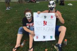Fans of a the band @icp gather at Lincoln Memorial for rally and march against the FBI's classification of them as a gang. (WTOP/Mike Murillo)