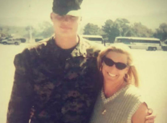 Photo shows a marine and his mother
