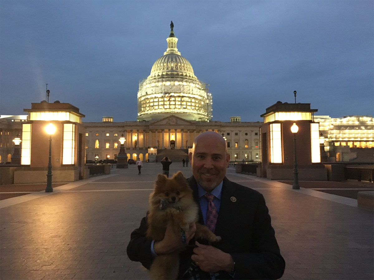 Rep. Tom MacArthur, R-N.J., and his dog, Teddy. Teddy is 4 years old and the congressman’s family has had him since he was 2 months old. He often travels between North Carolina and D.C. with the congressman. (Courtesy Humane Rescue Alliance)
