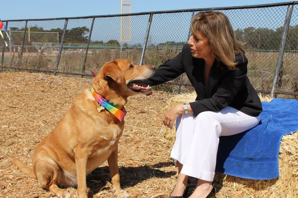 Rep. Jackie Speier, D-Calif., poses with her dog, Buddy. This photo was taken at the Golden Gate National Recreation Center, which the congresswoman has worked to keep as a dog-friendly, off-leash zone. (Courtesy Humane Rescue Alliance)