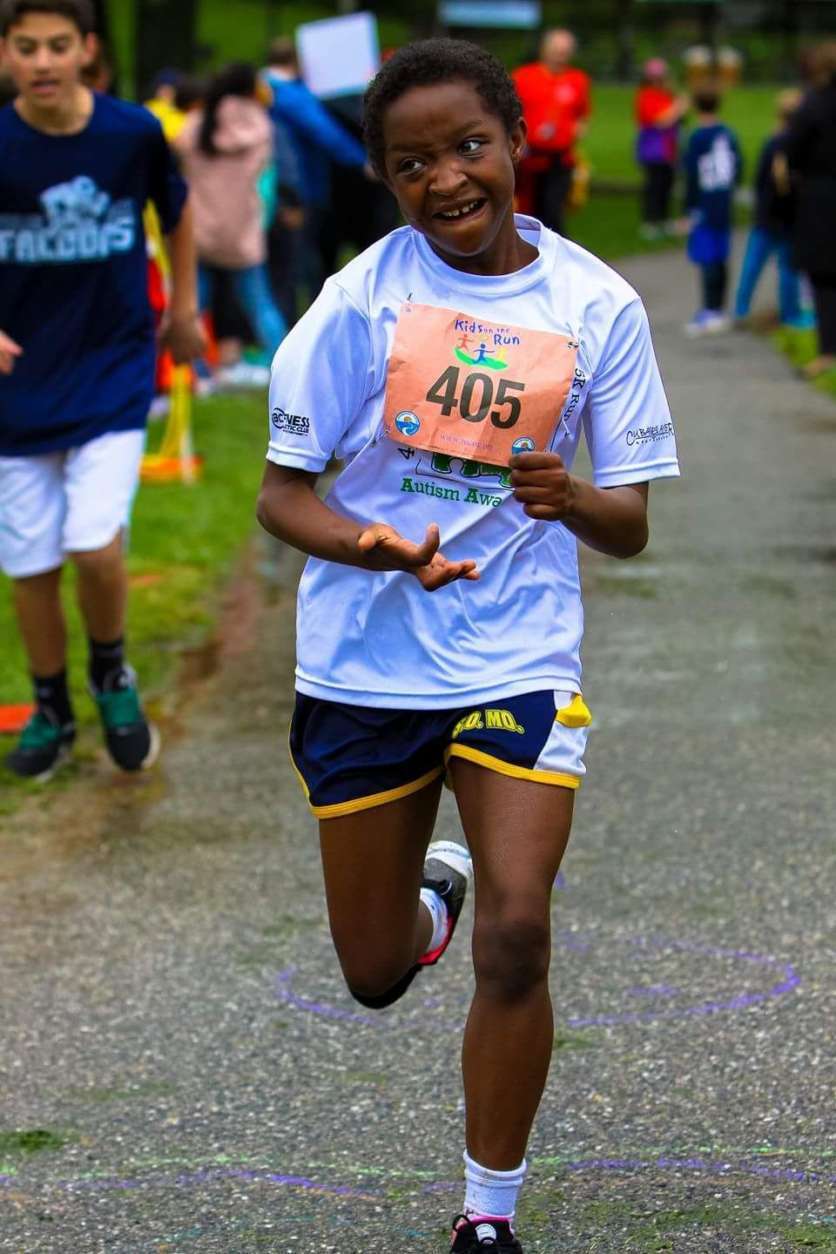 Savannah Williams running a race. She wasn't supposed to be able to walk; now, she runs mile races and sometimes a 5k.
 (Courtesy Shameen Anthanio-Williams)