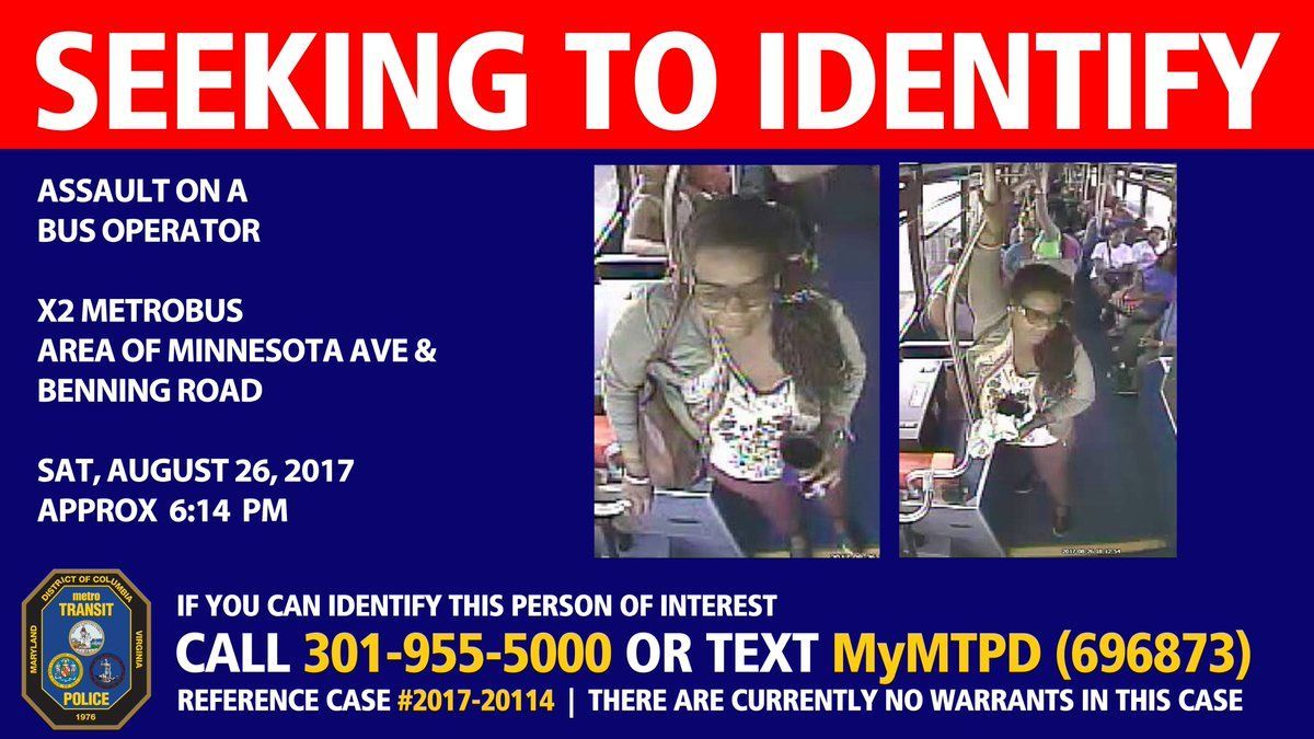 Opal Brown (above) allegedly threw urine on a Metrobus driver. (Courtesy Metro Police Department)