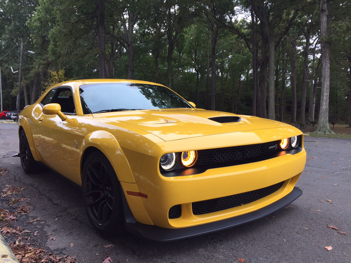 The Hellcat Widebody adds fender flares, making it 3.5 inches wider. (WTOP/John Aaron)