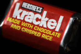 Hershey's Krackel candy bar is photographed in Harrisburg, Pa., on Tuesday, Sept. 30, 2008.  Krackel is one of Hershey's candy products that contains a substitute that replaces some or all of the cocoa butter, a key ingredient in chocolate. While Hershey insists that consumer focus groups like the new flavor of the products, some critics say Hershey is sacrificing flavor in order to offset the rising cost of cocoa beans. Because of federal food standards, products that contain a substitute cannot be called "chocolate." Instead, Hershey must use words like "chocolatey" or "made with chocolate" on the packaging.(AP Photo/Carolyn Kaster)