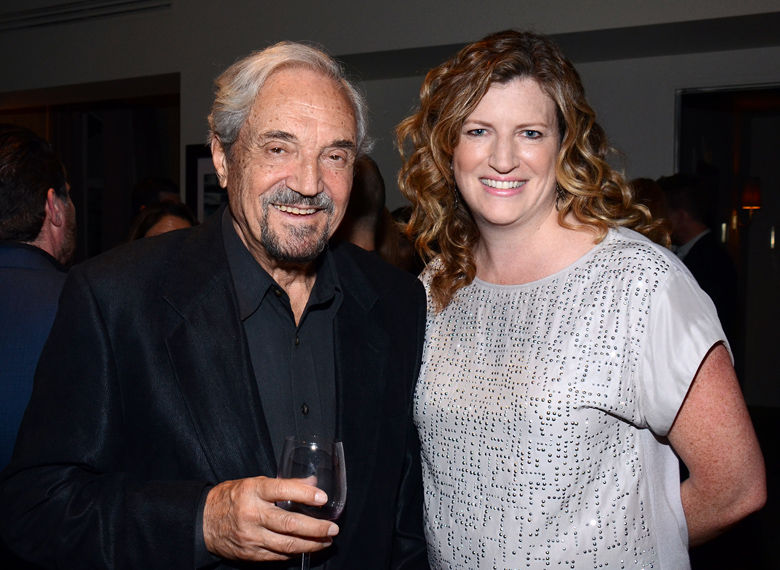 Hal Linden and Alison Brower attend the "Broadway To Hollywood" Cocktail Event - Inside held at Sunset Towers on Wednesday, March 25, 2015 in Los Angeles, California. (Photo by Tonya Wise/Invision/AP)