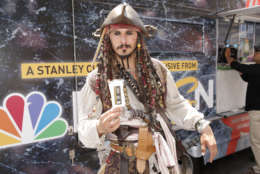 Captain Jack Sparrow character enjoys an NBC Sports Network's Home Ice Pop made from the ice of the LA Kings Rink at Hollywood and Highland on Saturday, May 10, 2014, in Los Angeles. (Photo by Todd Williamson/Invision for NBC Sports/AP Images)
