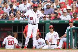 WASHINGTON, DC - JUNE 29:  manager Dusty Baker #12 of the Washington Nationals argues a pitch and is ejected in the sixth inning during a baseball game against the Chicago Cubs at Nationals Park on June 29, 2017 in Washington, DC.  (Photo by Mitchell Layton/Getty Images)