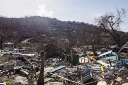 This photo provided by the Royal Navy and taken on Sunday, Sept. 24, 2017 shows the devastation left by Hurricane Irma in Great Harbour, British Virgin Islands. Irma, once the most powerful hurricane ever recorded in the open Atlantic, wreaked havoc in parts of the Caribbean â€” Antigua and Barbuda, Anguilla and St. Martin, the U.S. and British Virgin Islands, Turks and Caicos, the Bahamas and parts of Cuba â€” leaving more than three dozen people dead and turning vacation island paradises into devastated landscapes. (Dan Lauder/Royal Navy via AP)