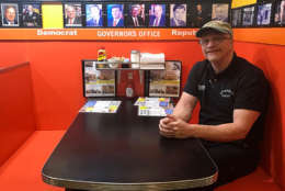 Ted Levitt poses for a photo on the morning of Tuesday, Sept. 19, 2017, in the acclaimed governor’s booth inside Chick & Ruth’s Delly in Annapolis, Maryland. (Jess Feldman/Capital News Service)
