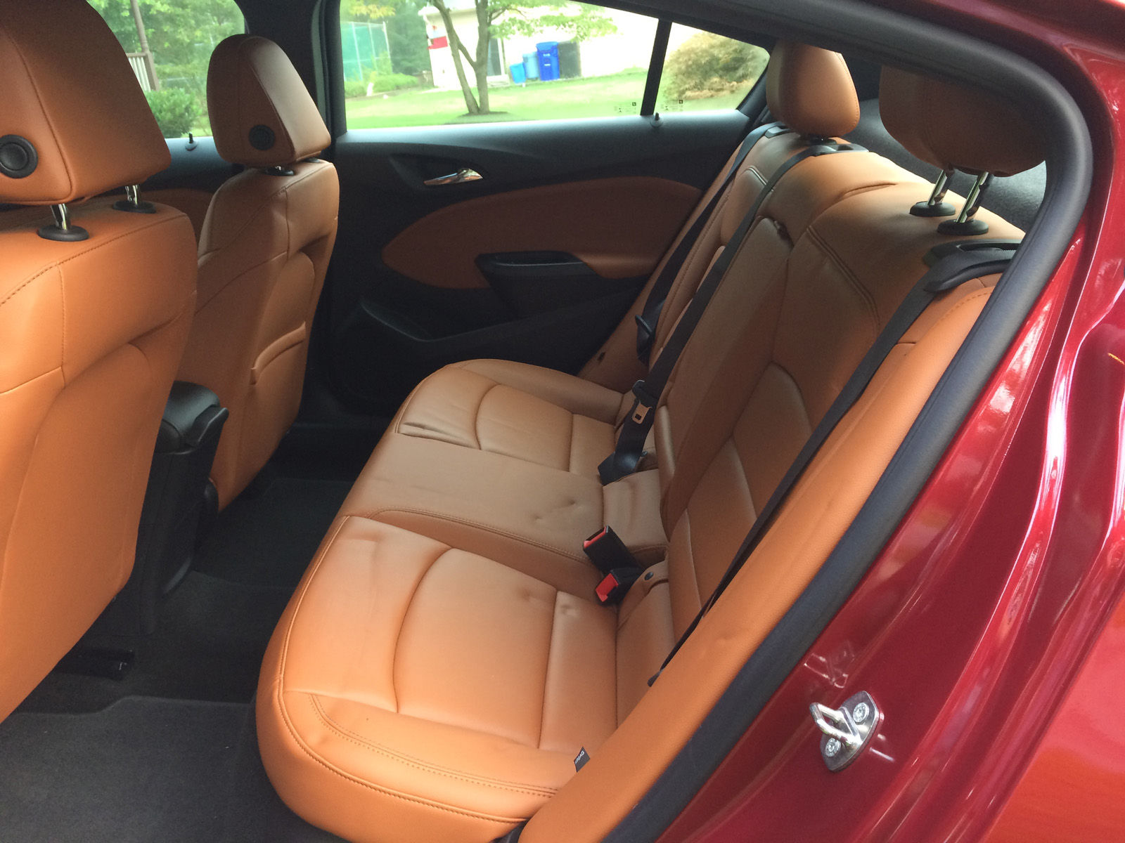 The seats on the loaded diesel model are handsome leather with rich-looking stitching that also carries over on the dash; looking upscale for compact. (WTOP/Mike Parris)