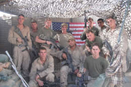 Photo of the 1st Squad, 3rd Platoon in October 2010 in Marjah, Afghanistan, at patrol base OP Charte named after Cpl. Phillip Charte, a team leader in the squad who was killed on Sept. 7, 2010. (Courtesy Vincent Carrano)