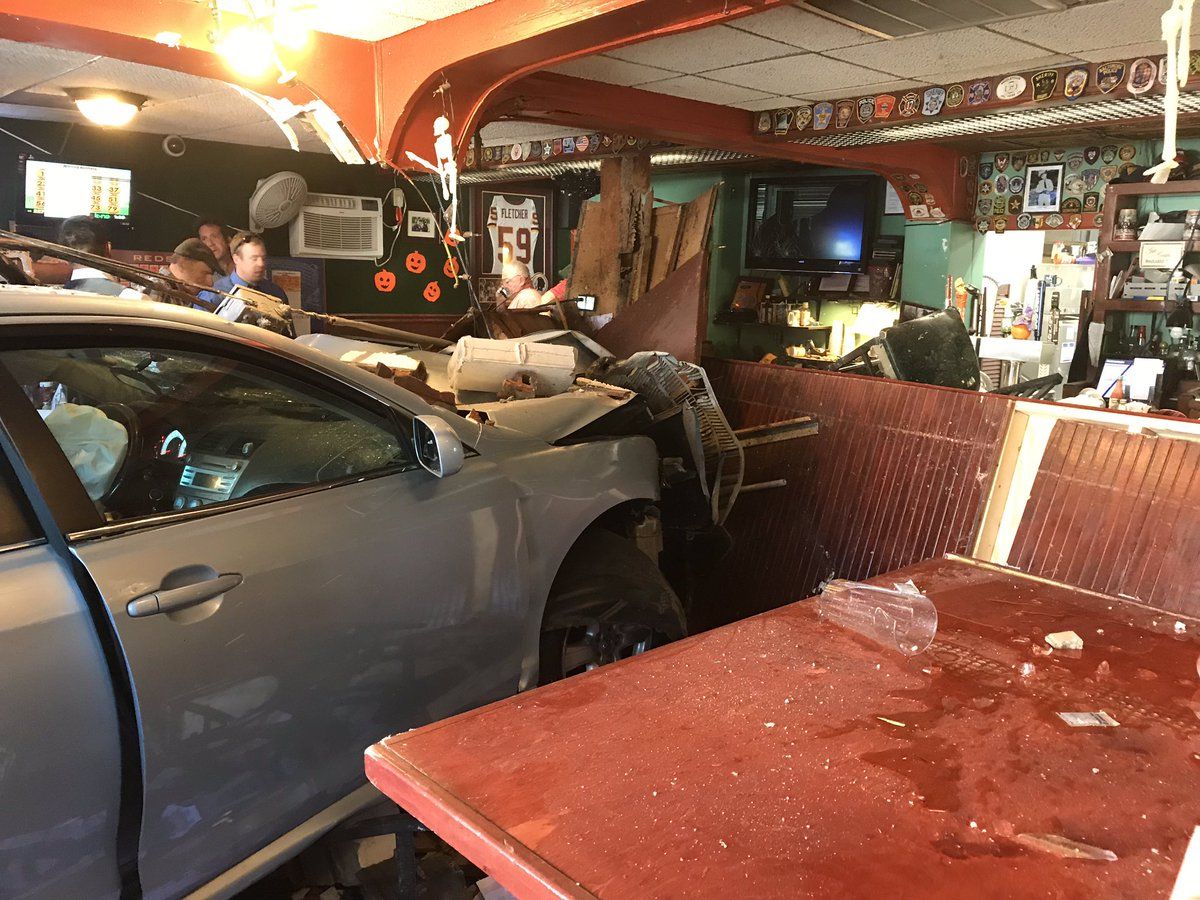 A car crashed into  Babes Boys Tavern @ The Top of the Hill, a one-story restaurant located at 15903 Marlboro Pike in Upper Marlboro, around 1:30 p.m. (Courtesy Ret. Chief Judge C. Philip Nichols)