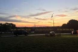 Sunrise near the start of the Marine Corps Marathon. (WTOP/Sarah Beth Hensley)