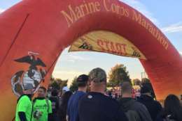 The starting line of the 42nd Marine Corps Marathon. (WTOP/Sarah Beth Hensley)