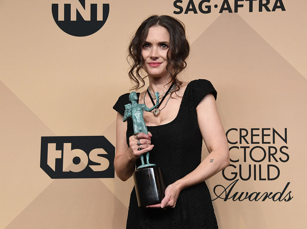 LOS ANGELES, CA - JANUARY 29: Actor Winona Ryder, co-recipient of the Outstanding Performance by an Ensemble in a Drama Series award for 'Stranger Things,' poses in the press room during the 23rd Annual Screen Actors Guild Awards at The Shrine Expo Hall on January 29, 2017 in Los Angeles, California. (Photo by Alberto E. Rodriguez/Getty Images)