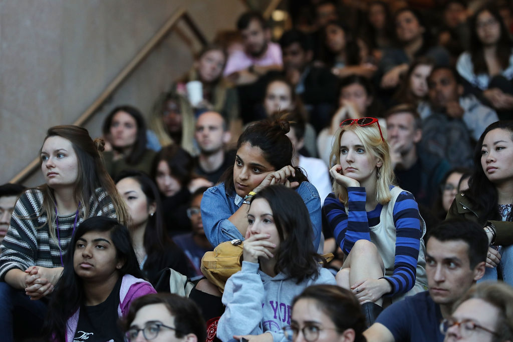 NEW YORK, NY - OCTOBER 02:  Dozens of New York University (NYU) students attend a vigil for the victims of the mass shooting in Las Vegas on October 2, 2017 in New York City.  At least 58 people were killed and 515 injured in what is being called the worst mass shooting in U.S. history.  (Photo by Spencer Platt/Getty Images)