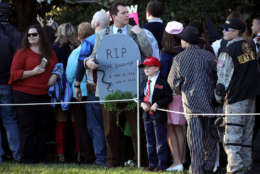 WASHINGTON, DC - OCTOBER 30:  Guests attend Halloween at the White House on the South Lawn October 30, 2017 in Washington, DC. President Donald Trump and first lady Melania Trump gave cookies away to costumed trick-or-treaters one day before the Halloween holiday.  (Photo by Chip Somodevilla/Getty Images)