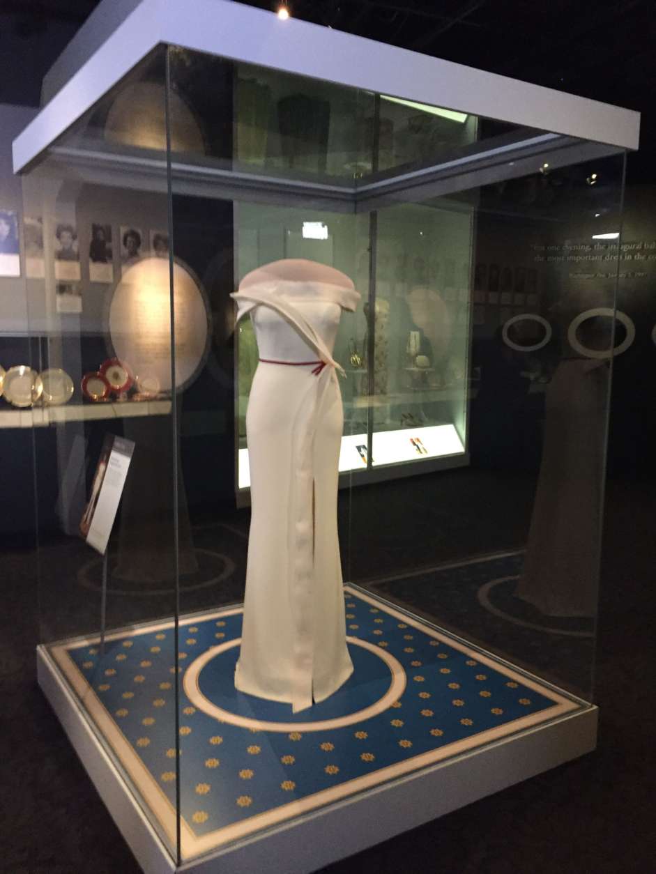 Melania Trump's dress is now on display alongside 26 other inaugural gowns in the National Museum of American History's first ladies collection. (WTOP/Jack Pointer)
