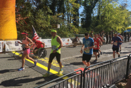 Runners cross the finish line of the Marine Corps Marathon on Oct. 22, 2017. (Courtesy Cody House)
