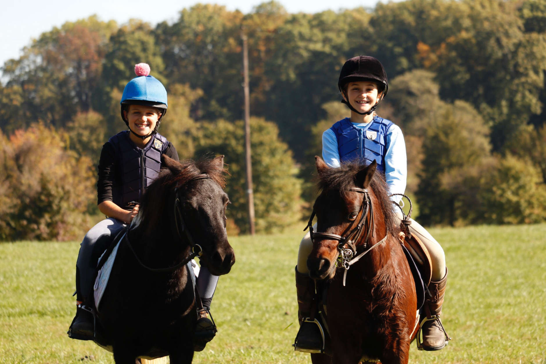 Sophie and Addie after their ride at Olney Farm. (WTOP/Kate Ryan)