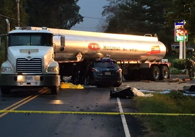 The driver of an SUV is in the hospital after a Wednesday morning crash involving a tanker. (Courtesy Loudoun County Fire and Rescue)