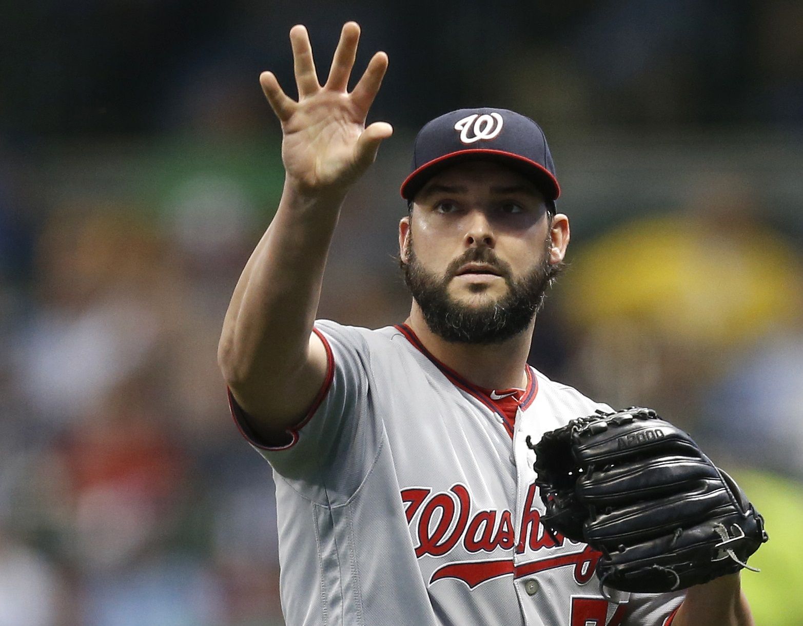 MILWAUKEE, WI - SEPTEMBER 01: Tanner Roark #57 of the Washington Nationals  during the first inning against the Milwaukee Brewers at Miller Park on September 01, 2017 in Milwaukee, WI. (Photo by Mike McGinnis/Getty Images)