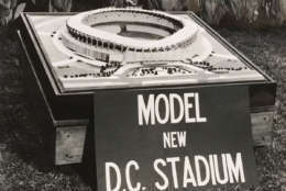 RFK in miniature. A model of the poposed D.C. Stadium depicting the stadium's signaure wavy roof. (Courtesy EventsDC)