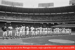 The opening lineup of the Washington Senators. It was the team's last season at RFK -- and it would be more than 30 years before another regular-season Major League Baseball game would be played in the stadium. (Courtesy EventsDC)
