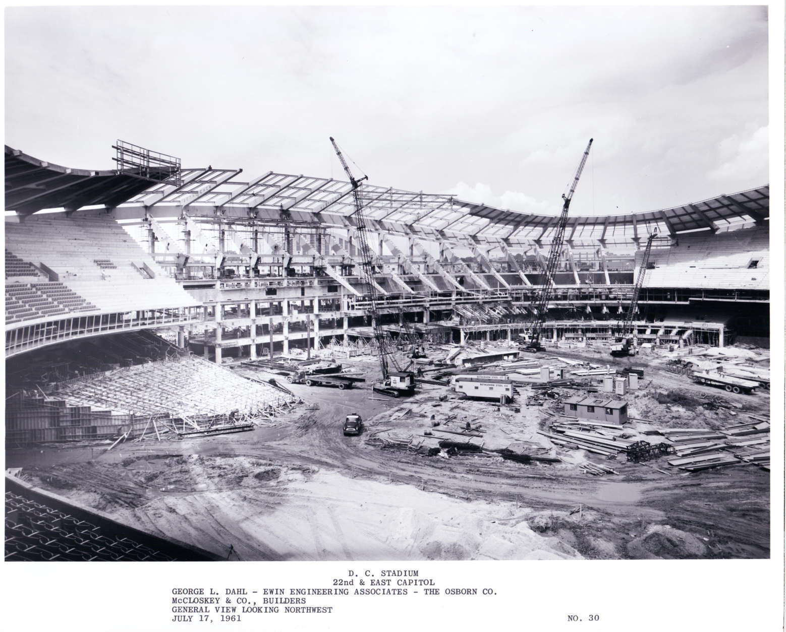 Starting to look like the stadium we all know. Crews working on the stadium in July 1961. (Courtesy EventsDC)