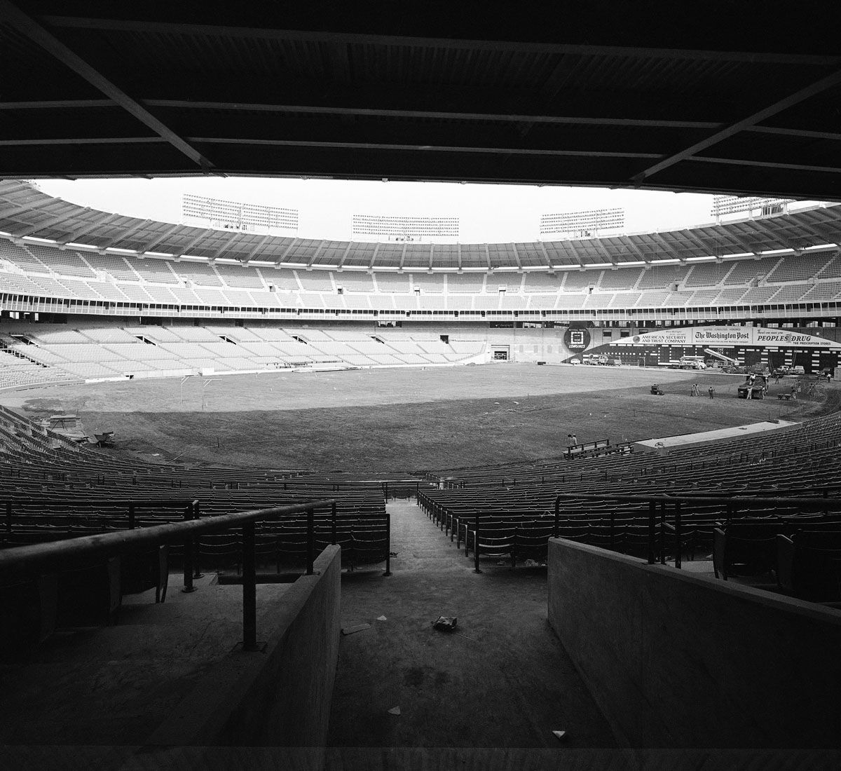 The District of Columbia Stadium in Washington where the Washington Redskins open their National Football League home season on Oct. 1 against the New York Giants, seen Sept. 28, 1961.  Boasting more than 2,100 floodlights, the stadium has a 50,000 seating capacity for football and 43,500 for baseball. It also will be the new home during the baseball season for the Washington Senators. Both the Redskins and the Senators have been using Washington's Griffith Stadium. (AP Photo/William J. Smith)