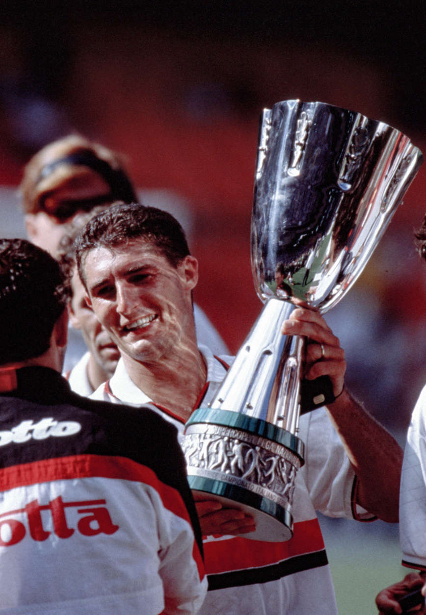 AC Milan lifts Italian Super Cup after 1-0 win over Torino in game played August 21, 1992 at RFK (Courtesy Tony Quinn)