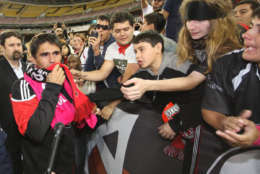 Jaime with fans during festivities surrounding the final appearance of Jaime Moreno in a D.C. United uniform, at RFK Stadium, in Washington D.C. on October 23, 2010. Toronto won 3-2.