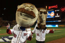 Photo of Nationals running presidents Teddy and Abe