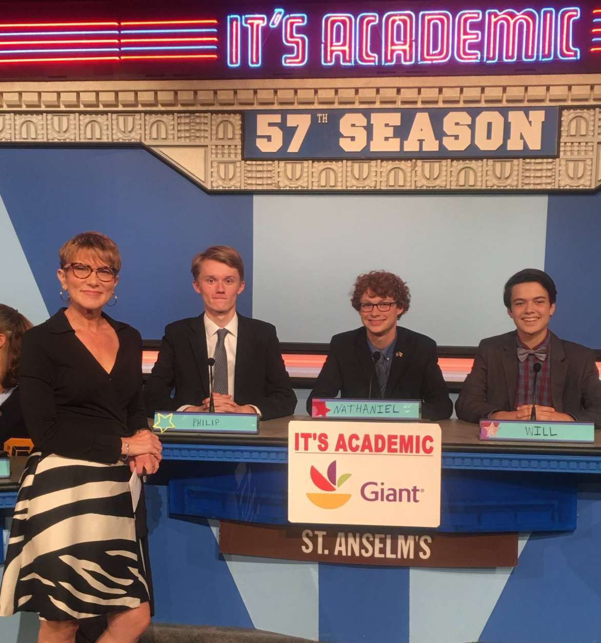 On "It's Academic," St. Anselm's won against Gaithersburg and Mount Vernon high schools. The show aired Oct. 28, 2017. (Courtesy Facebook/It's Academic)