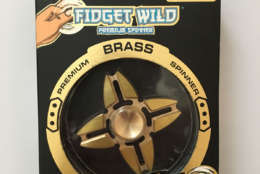 The Fidget Wild Premium Spinner Brass, which is distributed by Bulls i Toy, L.L.C., contained 300 times the legal limit for lead in children's products, according the group. While the packagin indicates the gadgets are intended for ages 14 and up, PIRG said it found them in the toy aisle. (Courtesy U.S. PIRG)