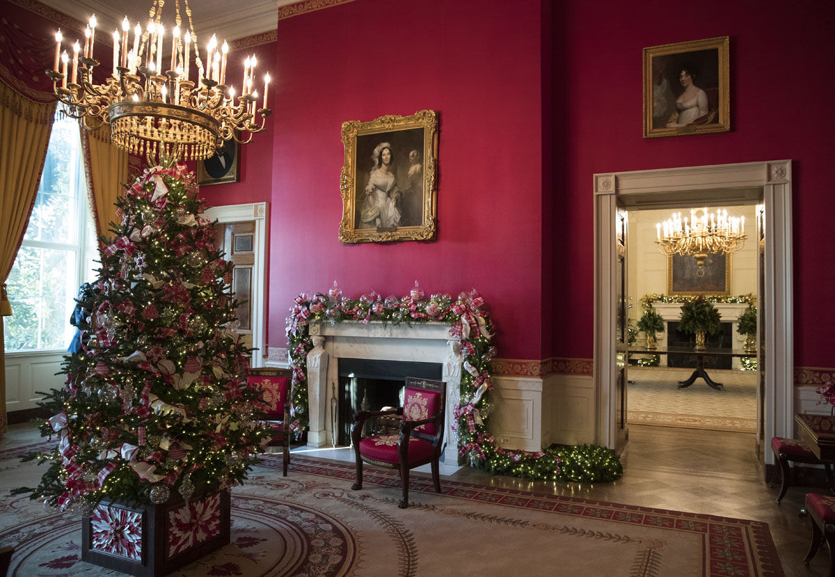 The Red Room is seen during a media preview of the 2017 holiday decorations at the White House in Washington, Monday, Nov. 27, 2017. (AP Photo/Carolyn Kaster)