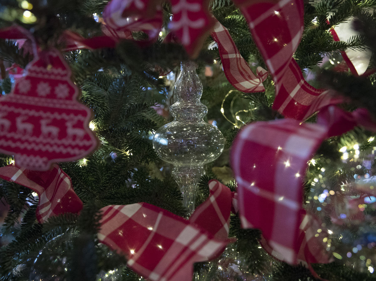 Christmas tree ornaments are seen in the Red Room during a media preview of the 2017 holiday decorations at the White House in Washington, Monday, Nov. 27, 2017. (AP Photo/Carolyn Kaster)