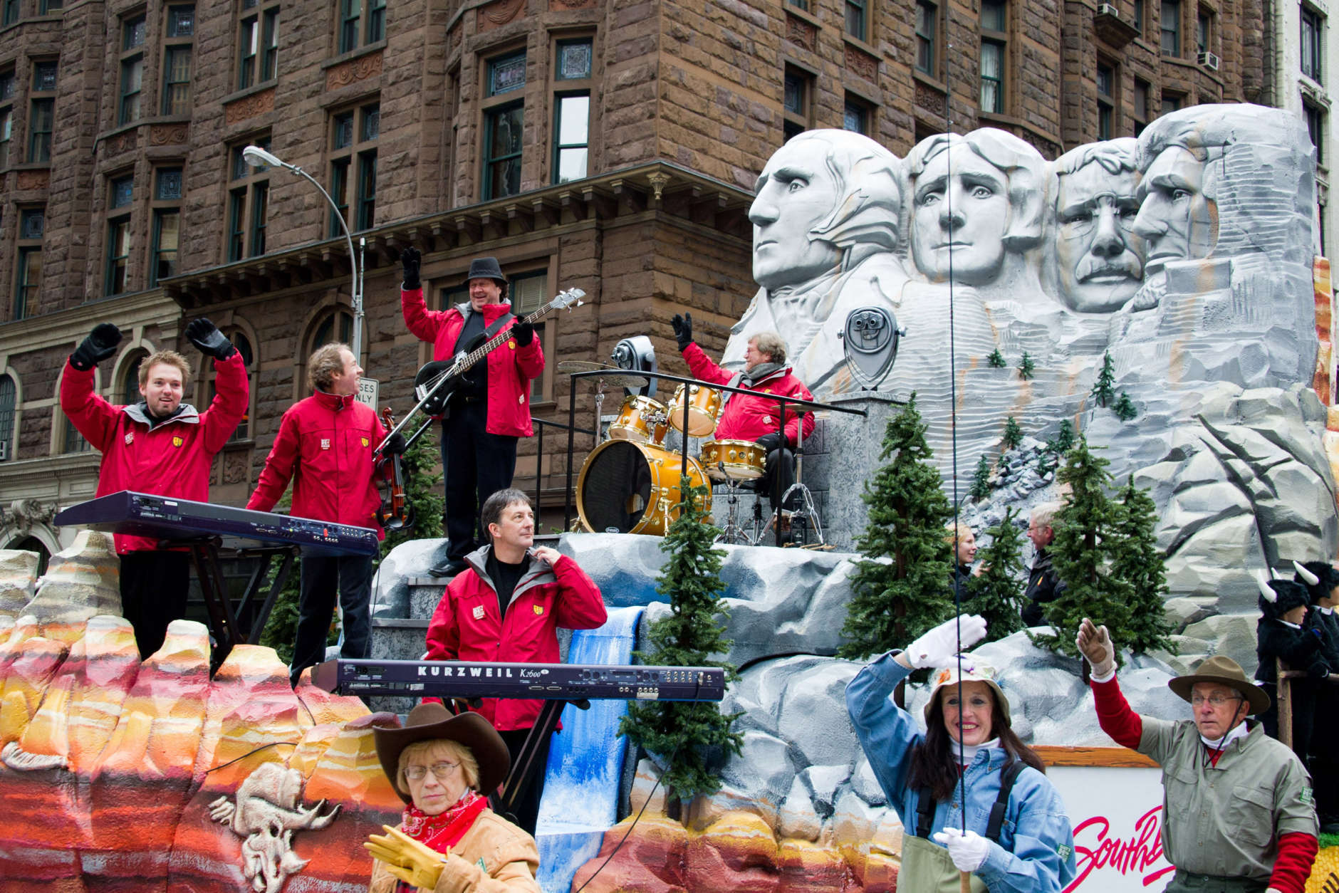 Mannheim Steamroller band in the Macy's Thanksgiving Day Parade in New York, Thursday, Nov. 25, 2010. They'll be playing at the National Christmas Tree Lighting Nov. 30. (AP Photo/Charles Sykes)