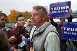 Republican candidate for Virginia governor Ed Gillespie pauses while speaking with reporters after voting at his polling place Tuesday, Nov. 7, 2017, in Alexandria, Va. Gillespie faces Democrat Lt. Gov. Ralph Northam in Tuesday's election. (AP Photo/Alex Brandon)