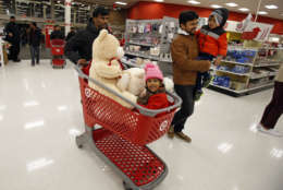 IMAGE DISTRIBUTED FOR TARGET - Guests enter a Target store to take advantage of Target's Black Friday deals and doorbusters on Thursday, Nov. 23, 2017, in Jersey City, N.J. (Adam Hunger/AP Images for Target)