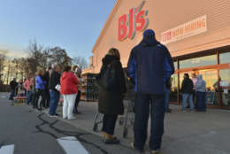 IMAGE DISTRIBUTED FOR BJ'S WHOLESALE CLUB - BJ's Wholesale Club members line up for Black Friday doorbuster deals on Friday, Nov. 24, 2017 in Northborough, Mass. (Josh Reynolds/AP Images for BJ's Wholesale Club)