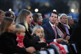 Donald Trump Jr., his wife Vanessa Trump, and their family watch performances during the National Christmas Tree lighting ceremony at the Ellipse near the White House in Washington, Thursday, Nov. 30, 2017. (AP Photo/Manuel Balce Ceneta)