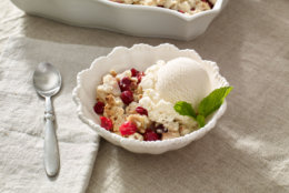 IMAGE DISTRIBUTED FOR OCEAN SPRAY - Try cranberries outside of just sauce with a Cranberry Almond Pear Crisp for Thanksgiving dessert. For the full recipe, visit http://www.oceanspray.com/FamilyAffair/. (Ocean Spray via AP Images)