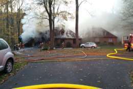 Two people were injured in the fire in Brookeville, Maryland.(Courtesy Montgomery County Fire & Rescue/Pete Piringer)