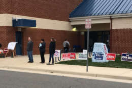 Just over an hour into Election Day, election chief at Lunsford Middle School says says turn out is moderate for a non-presidential election. (WTOP/Neal Augenstein)