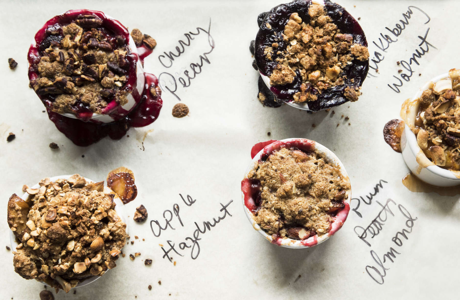 Yosses' recipe for fruit crisps with nut topping utilizes thyme and essential oils (Courtesy Penguin Random House/Evan Sung)