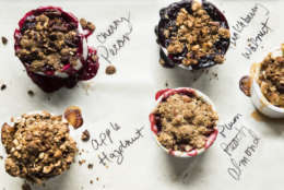 Yosses' recipe for fruit crisps with nut topping utilizes thyme and essential oils (Courtesy Penguin Random House/Evan Sung)